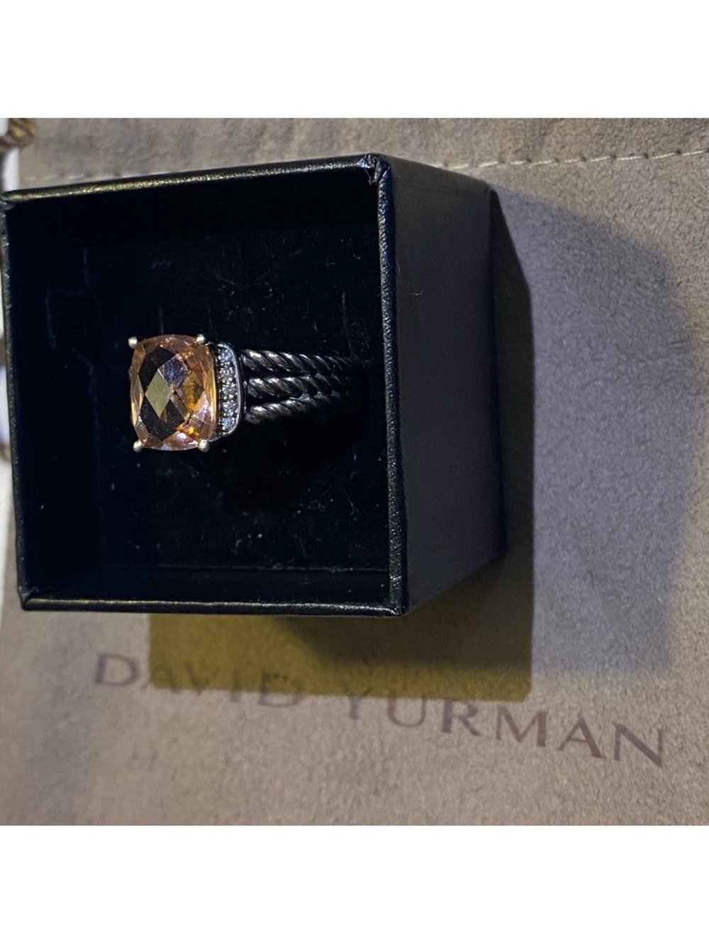 David Yurman Morganite and diamond petite Wheaton ring size 8.5 - Picture 5 of 11